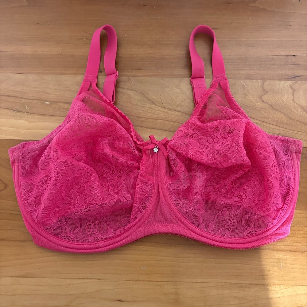 Wacoal Retro Chic Full Figure Underwire Lace Bra Pink 855186 US 38G